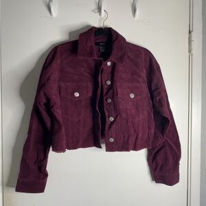 Forever 21 Maroon Cropped Jean Jacket